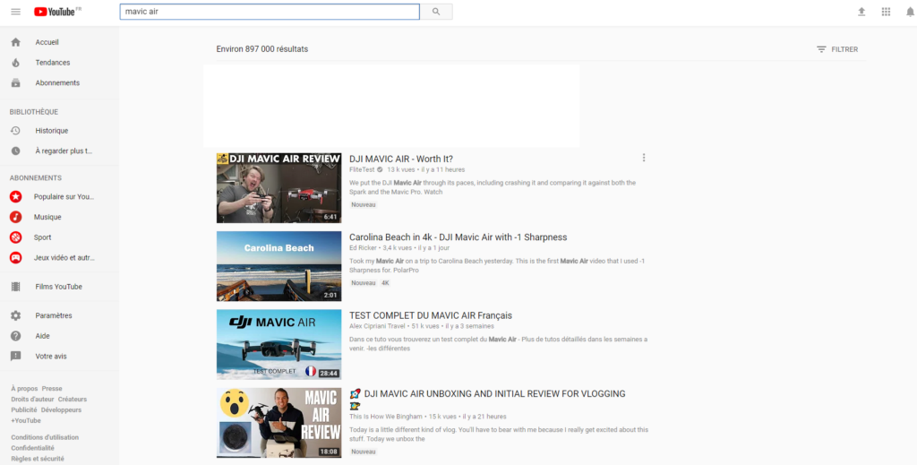 YouTube Mavic Air
