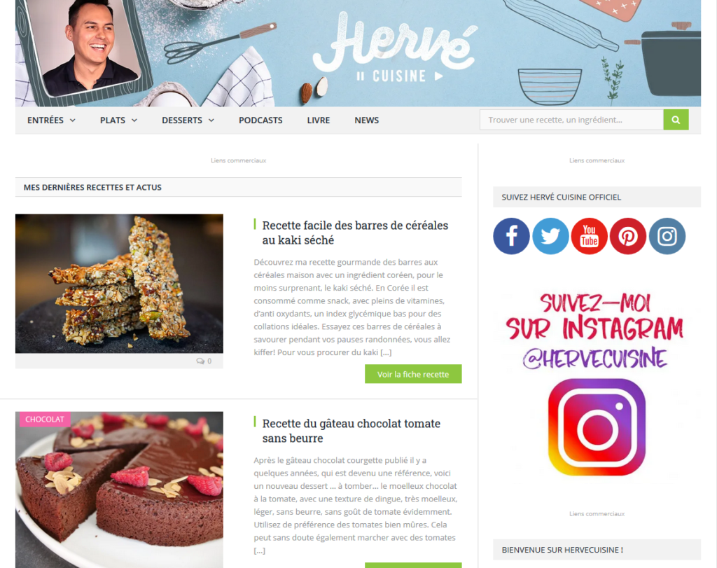 Top 10 des influenceurs cuisine 1 herve