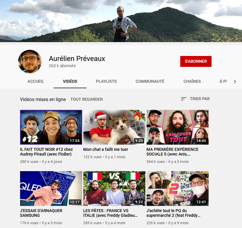 Top 10 des YouTubeurs Humour 5 aurelien preveaux youtube