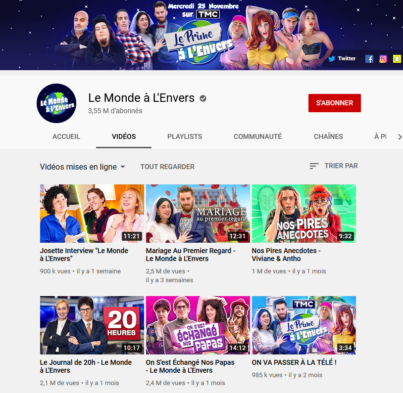 Top 10 des YouTubeurs Humour 9 le monde a lenvers youtube